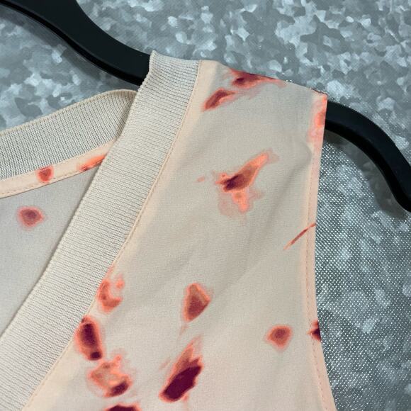 Worthington Pink Abstract Floral Sleeveless Chiffon Top - Size Small - Rib Neck - Picture 2 of 6